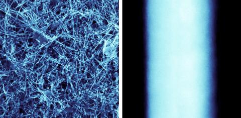 Microscopic view of copper nanowires.