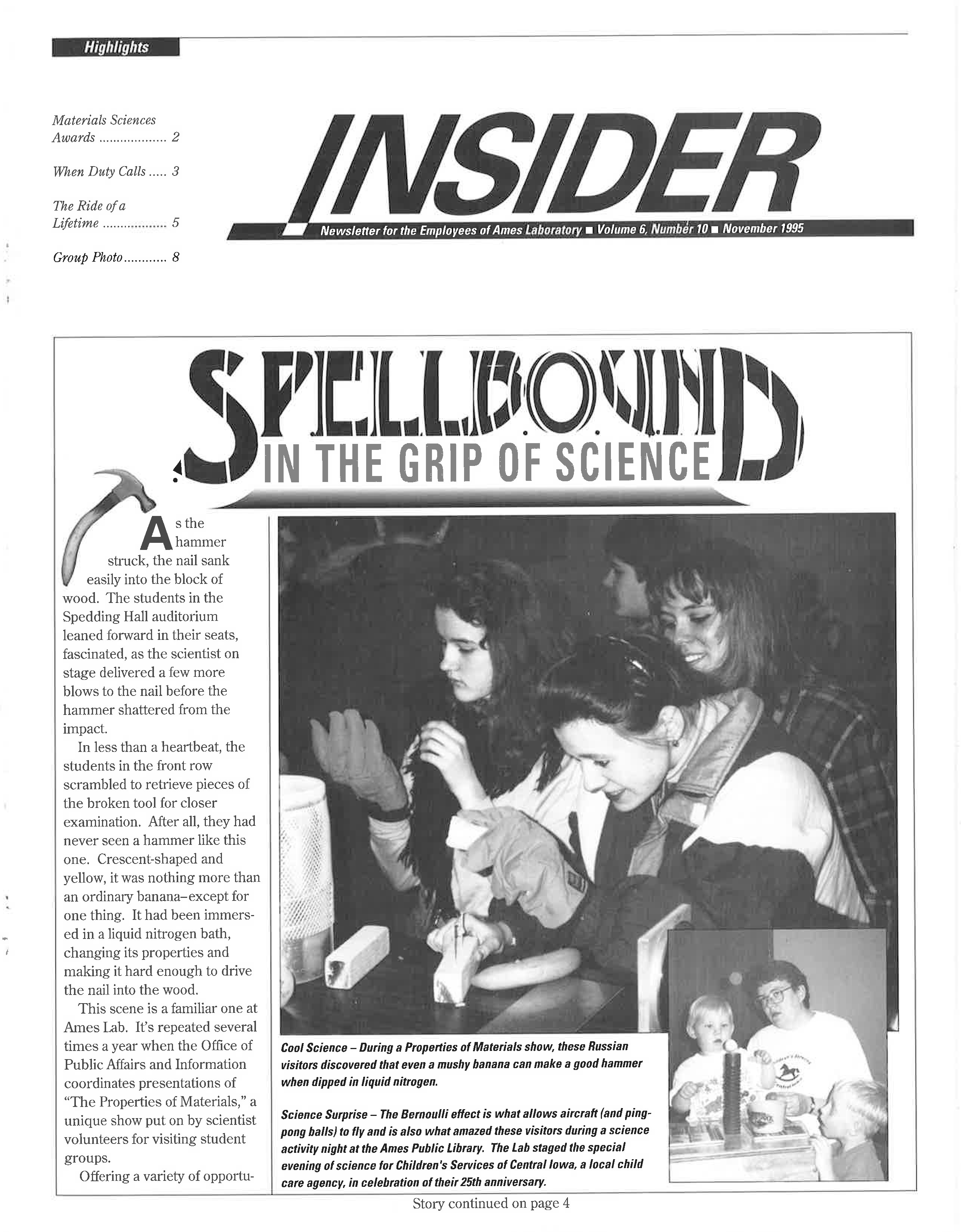 Cover of November 1995 Insider
