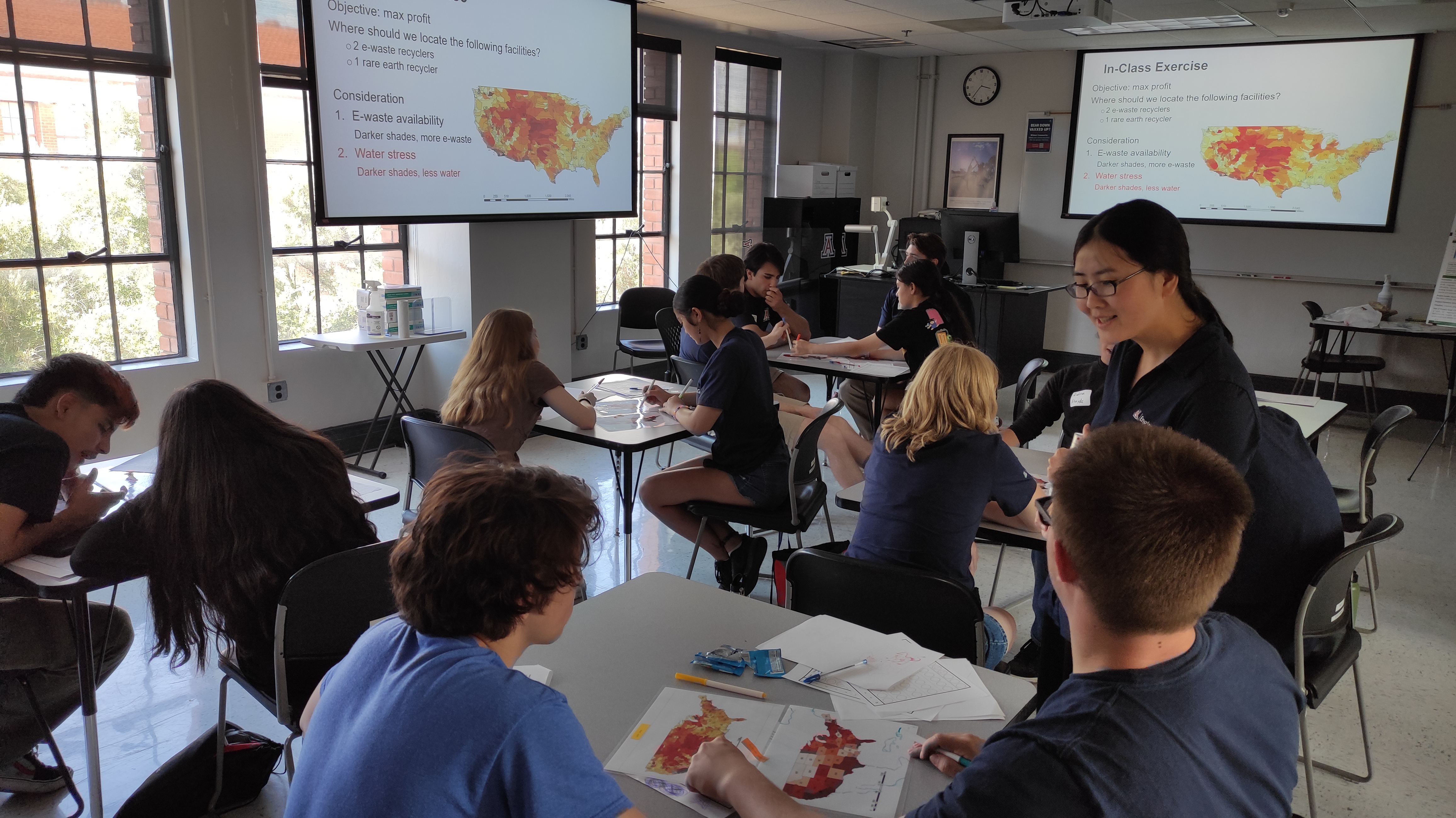 image of classroom with students and CMI Deputy Focus Area Lead Hongyue Jin, University of Arizona