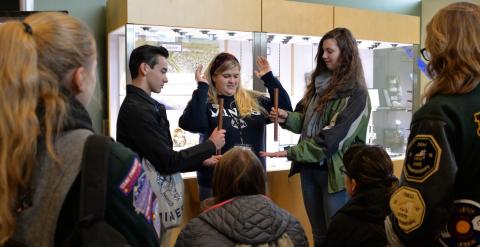 youth hands-on activity at CMI exhibit at geology museum at Colorado School of Mines