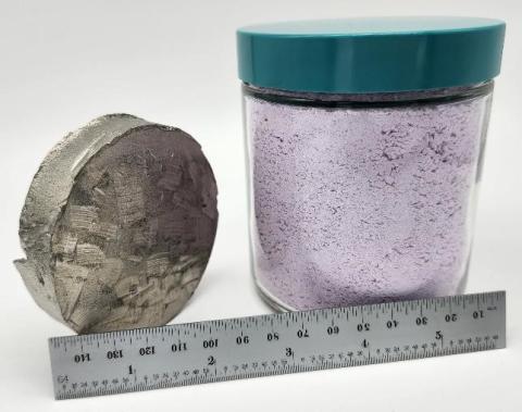 image of metal ingot, jar of powder and a ruler