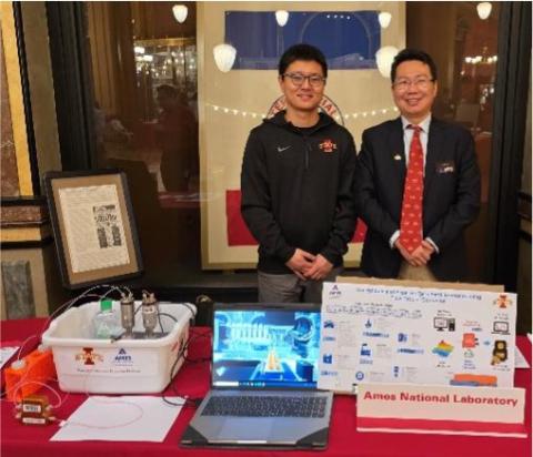 CMI scientists Lun An and Long Qi shared information about research of the Critical Materials Innovation Hub during the annual Iowa State University Day at the Capitol on February 4, 2026.