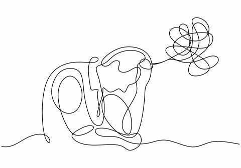stock image casual line drawing of anxious man
