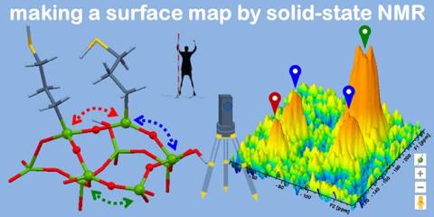 Graphic depicting surface mapping via solid-state NMR