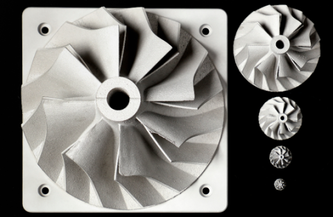 Al-Ce alloy-based turbocharger compressor wheels from 6” to 0.3” produced by Additive Manufacturing using newly designated aluminum-cerium alloy.