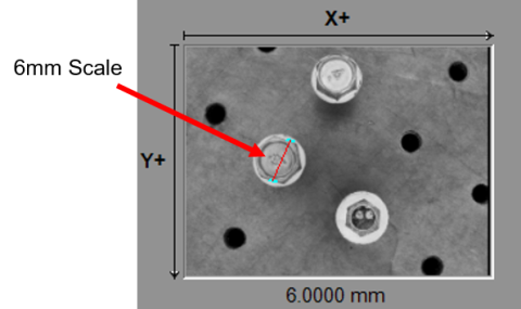 Calibration image scale with respect to a known dimension