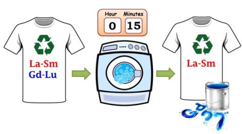 Graphical abstract for publication highlighting the ability to separate within two REE subgroups.