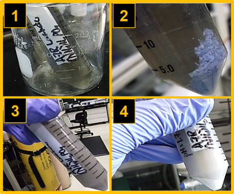 Ammonium phosphate addition [1-4] in precipitating Al and Fe phosphate salts (white solids) from EC-leachate solution