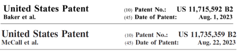 image of numbers of two U.S. Patents