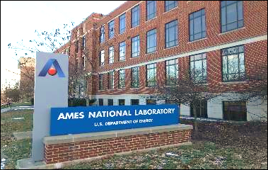 image of sign for Ames National Laboratory outside of Wilhlem Hall