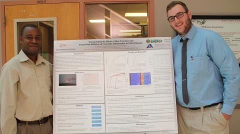 CMI researcher Ikenna Nlebedim and Ames Laboratory SULI student Gaven Hester