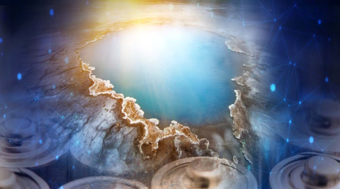 composite image from Idaho National Laboratory showing geothermal water and batteries