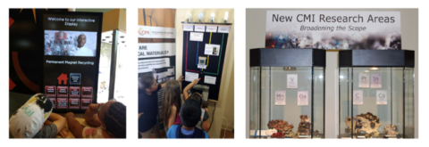 set of pictures showing parts of the Critical Materials Institute exhibit at Colorado School of Mines 