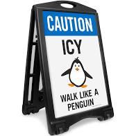 Icy sidewalk sign