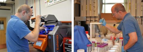 A teacher researcher in a laboratory at Colorado School of Mines.