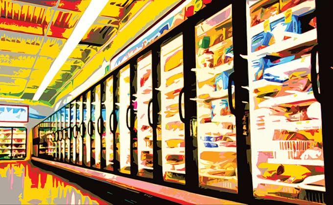 Refrigerators in a grocery store