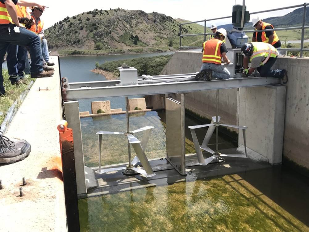 aluminum-cerium turbines installed to generate electricity from moving water