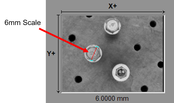 Calibration image scale with respect to a known dimension