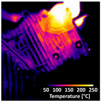 Infrared temperature image of the engine 1 min after startup.