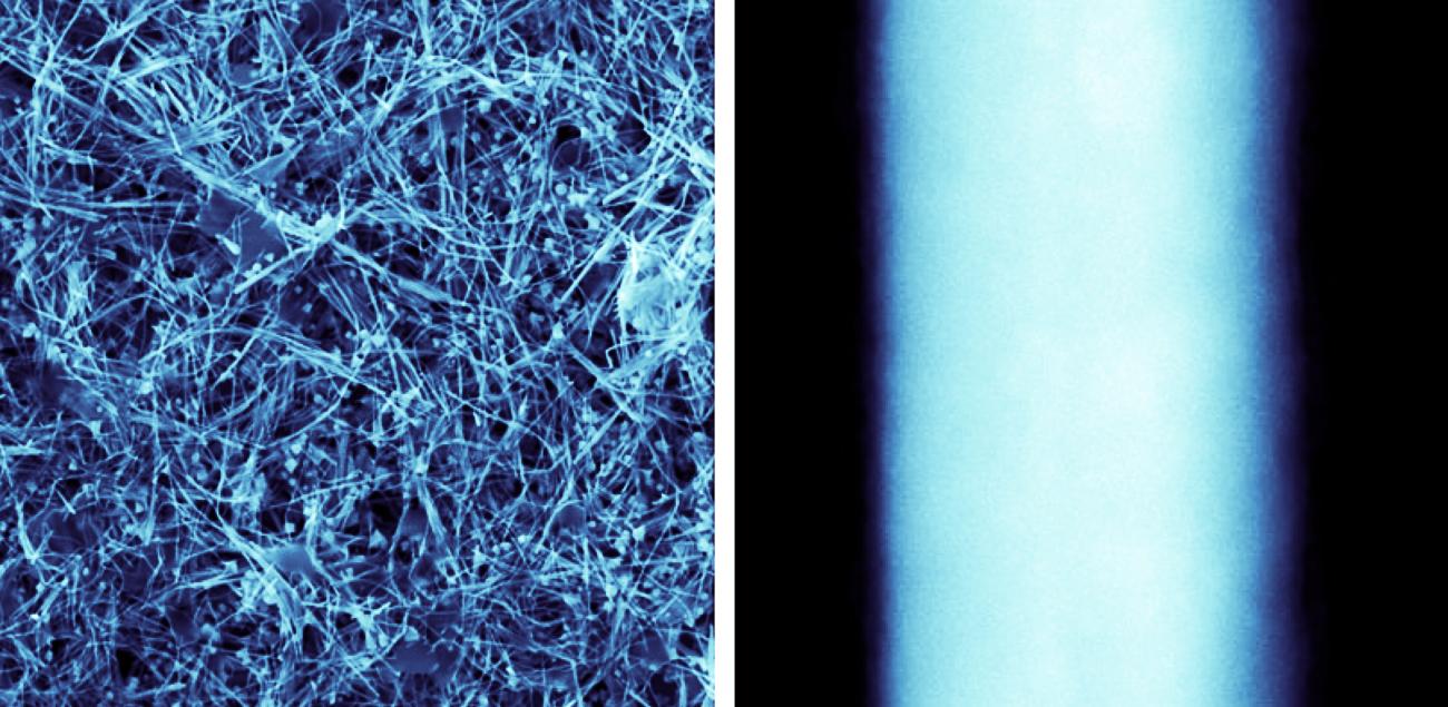 Microscope view of nanowire coating