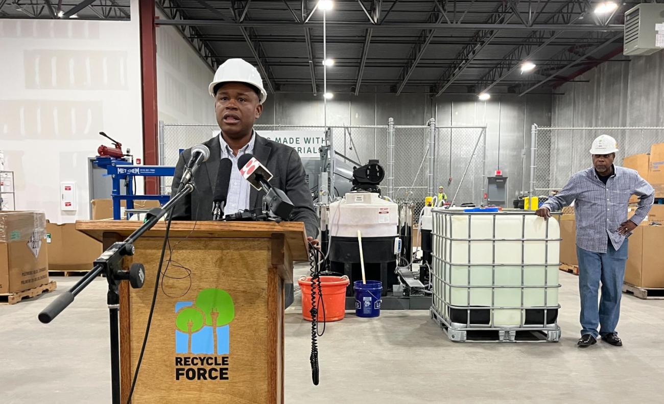 Ikenna Nlebedim is a research scientist with the U.S. Department of Energy and said Indianapolis will be a test site for a new process extracting rare earth minerals from consumer electronics. - Ben Thorp / WFYI News