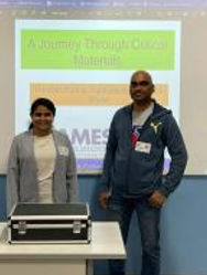 image of two people in a classroom: Harshida Parmar and Rambabu Kuchi, Ames National Laboratory