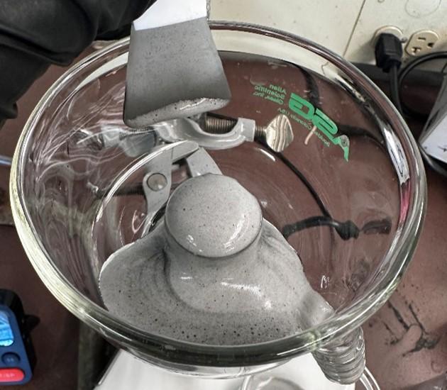 image of gray slurry, shows improved flotation froth