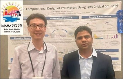 two people stand in front of a research poster: Presentation and Recognition as Best Poster at MMM-2025, Palm Beach, Florida.