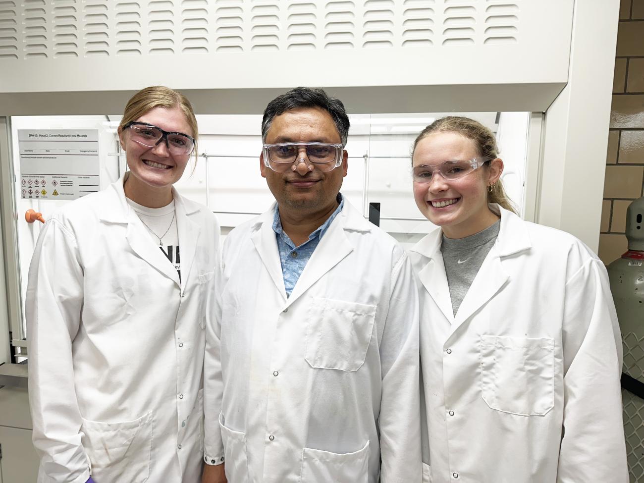 Bharat Bhattarai with this two students who participated in the VFP program.