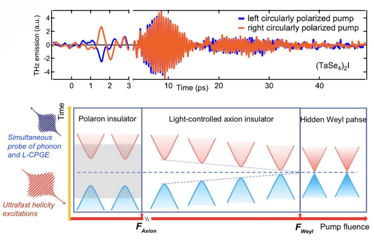 Tz emission data and polaron state illustration