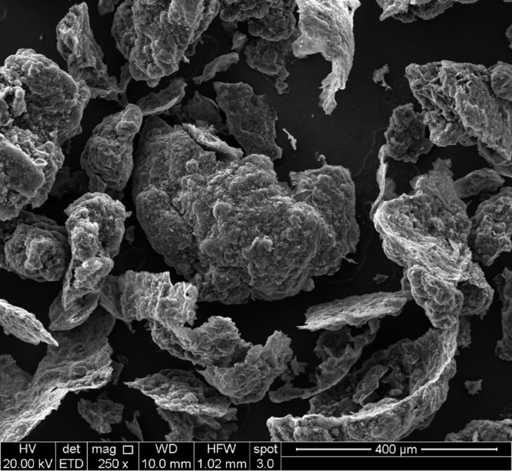 SEM Image of PE char produced using the CuCl2 stabilization method. 