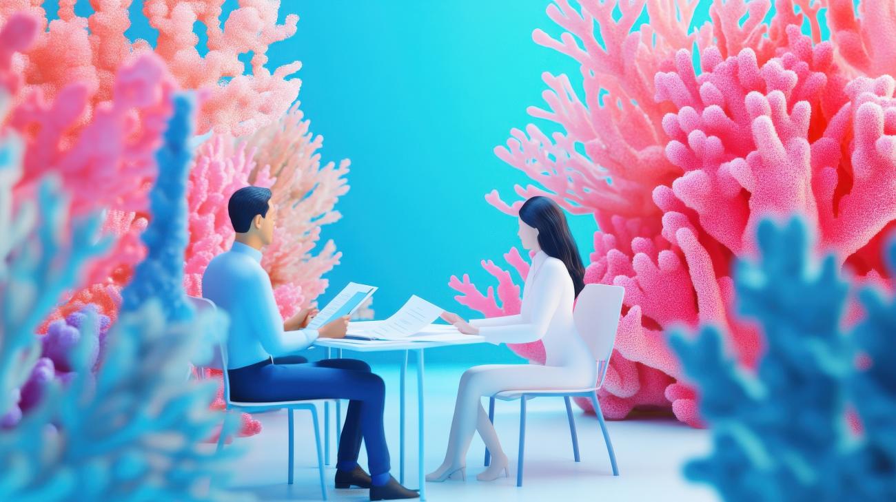 Two people meeting over an evaluation.