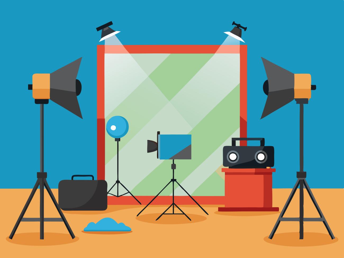 stock art graphic of a video studio