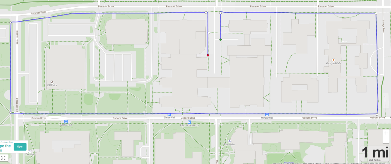 route map, DOE Mile Ames