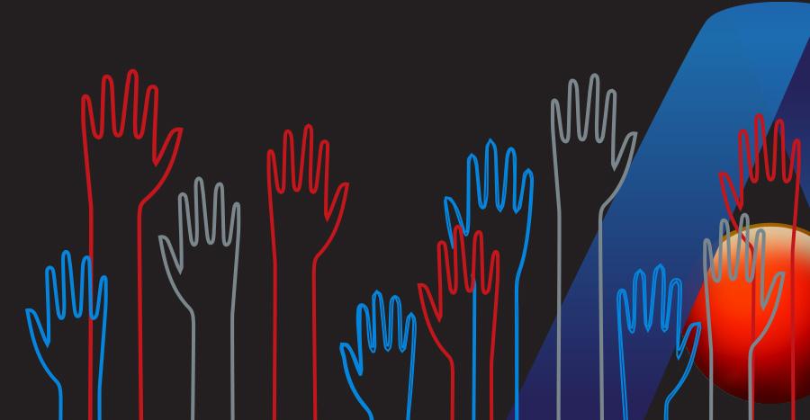 Ames Lab raised hands graphic