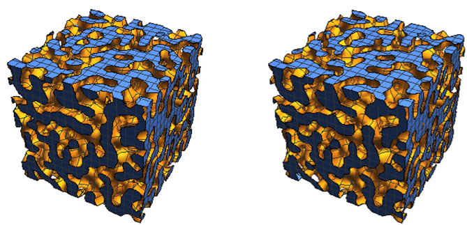 side-by-side image of a phase field simulation that took 7 hours and a machine learning prediction that took 15 seconds
