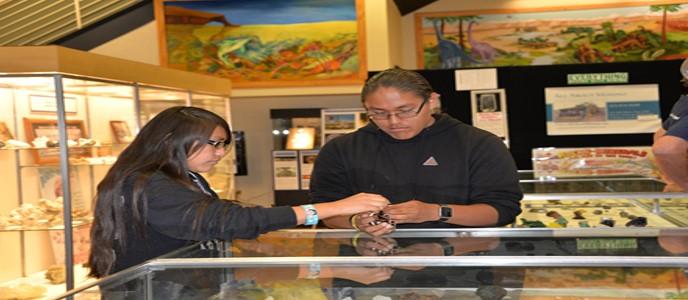 youth hands-on activity at CMI exhibit at geology museum at Colorado School of Mines