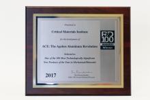 plaque for R&D 100 Award for CMI technology, a novel aluminum-cerium alloy